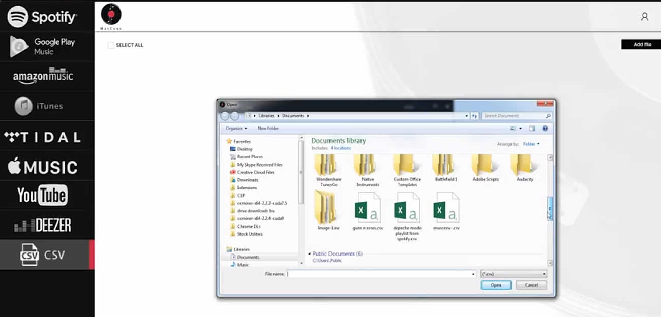 Choose CSV