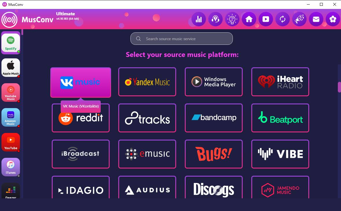 Перемещение треков с Вконтакте в Amazon Мusic - шаг 1